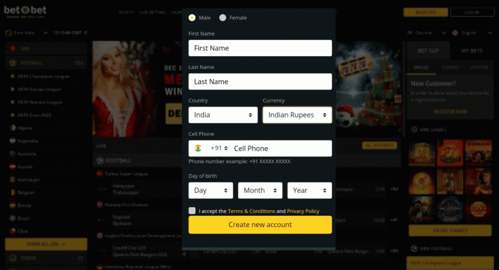 Betobet create an account